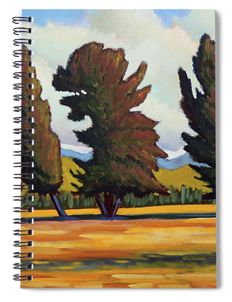 Fairfield Idaho Spiral Notebook featuring the painting Fairfield Tree Row by Kevin Hughes