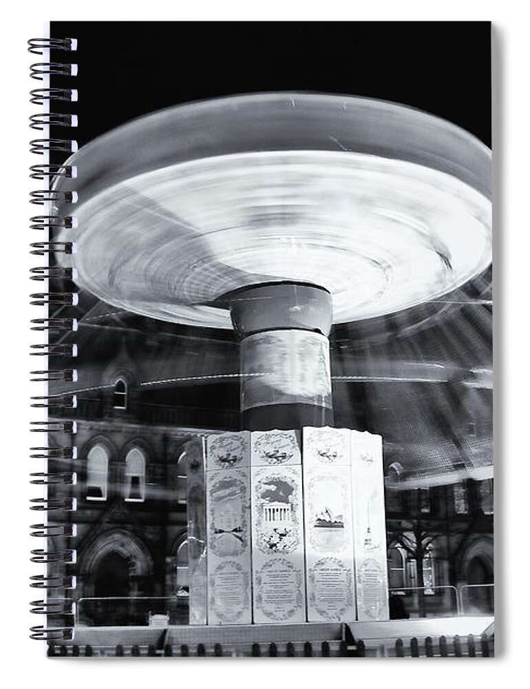 Fair Spiral Notebook featuring the photograph Fairground Attraction Monochrome by Jeff Townsend