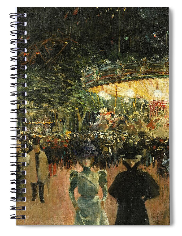 Louis Abel-truchet Spiral Notebook featuring the painting Fairground. Place Pigalle by Louis Abel-Truchet