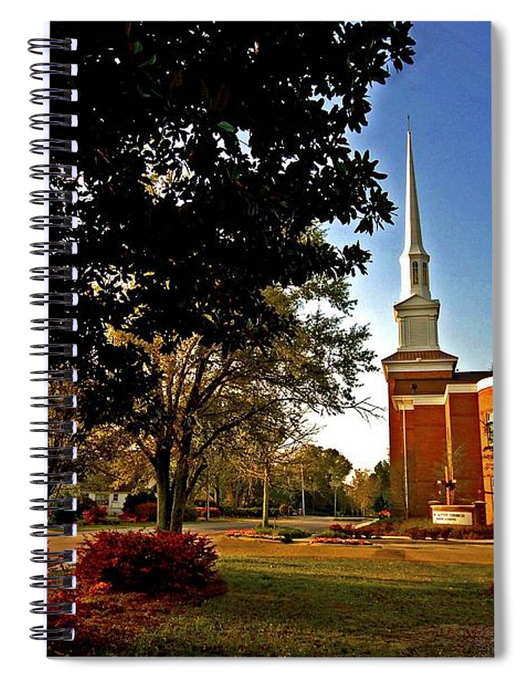 Church Spiral Notebook featuring the painting Fairhope Alabama Church by Michael Thomas