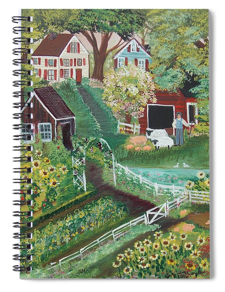 Landscape Spiral Notebook featuring the painting Fairview Farm by Virginia Coyle
