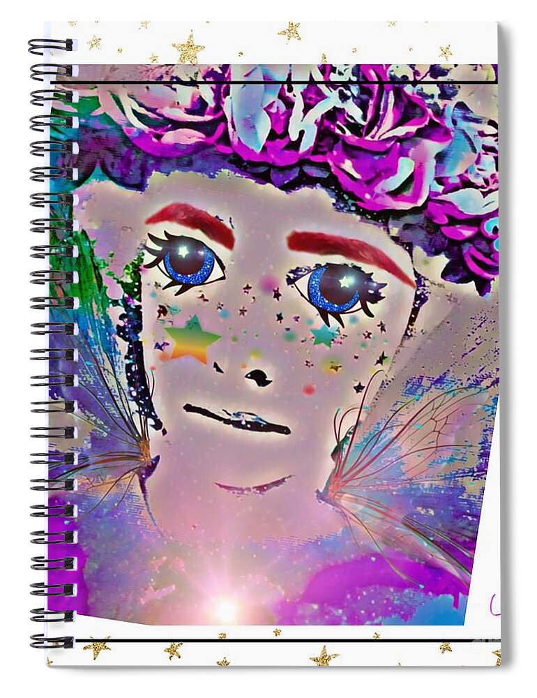 Fairies Spiral Notebook featuring the mixed media Fairy party by Christine Paris