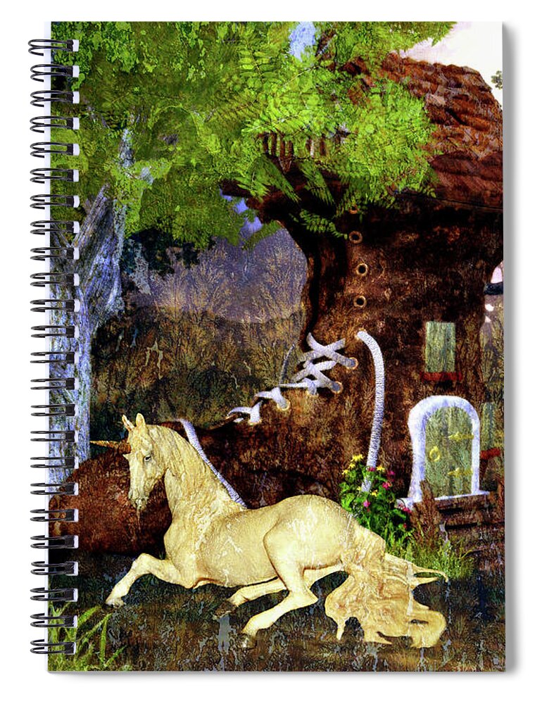 Old Spiral Notebook featuring the digital art Fairy Retreat by Digital Art Cafe