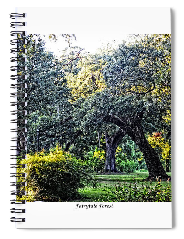 Fairy Tale Spiral Notebook featuring the photograph Fairytale Forest with border by Maggy Marsh