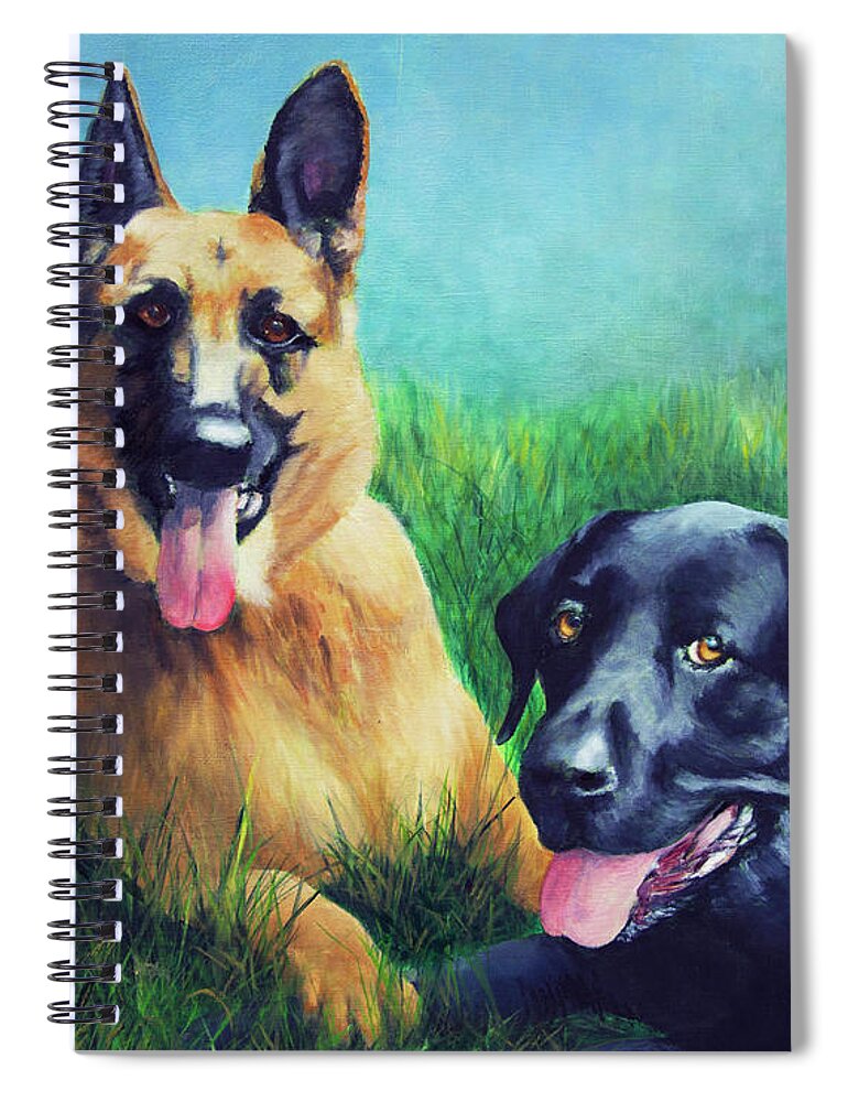 Dogs Spiral Notebook featuring the painting Faithful Companions by Jeanette French