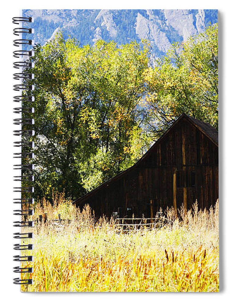 Fall Spiral Notebook featuring the photograph Old Barn Nestled by Marilyn Hunt