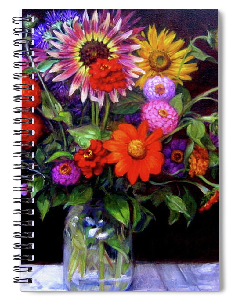 Floral Bouquet Spiral Notebook featuring the painting Fall Bouquet by Marie Witte