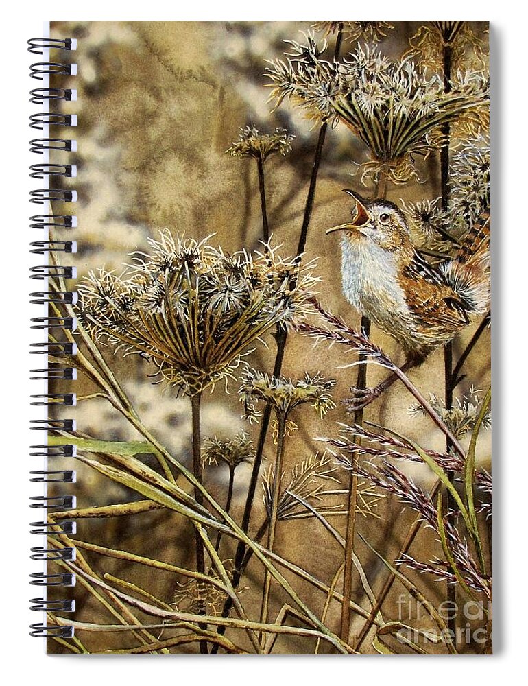 Marsh Spiral Notebook featuring the painting Fall Call by Greg and Linda Halom