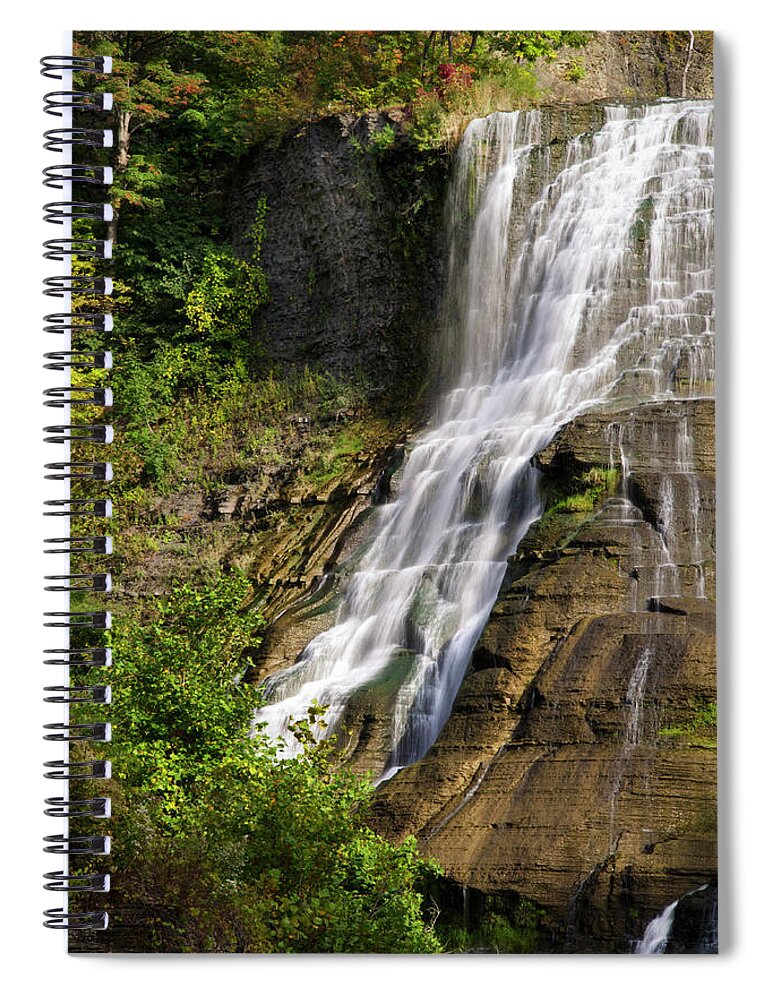 Ithaca Falls Spiral Notebook featuring the photograph Fall Creek Ithaca Waterfall by Christina Rollo