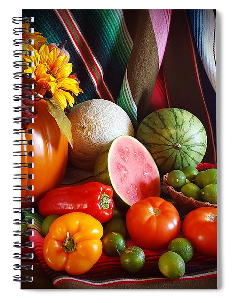 Fall Harvest Spiral Notebook featuring the painting Fall Harvest Still Life by Marilyn Smith