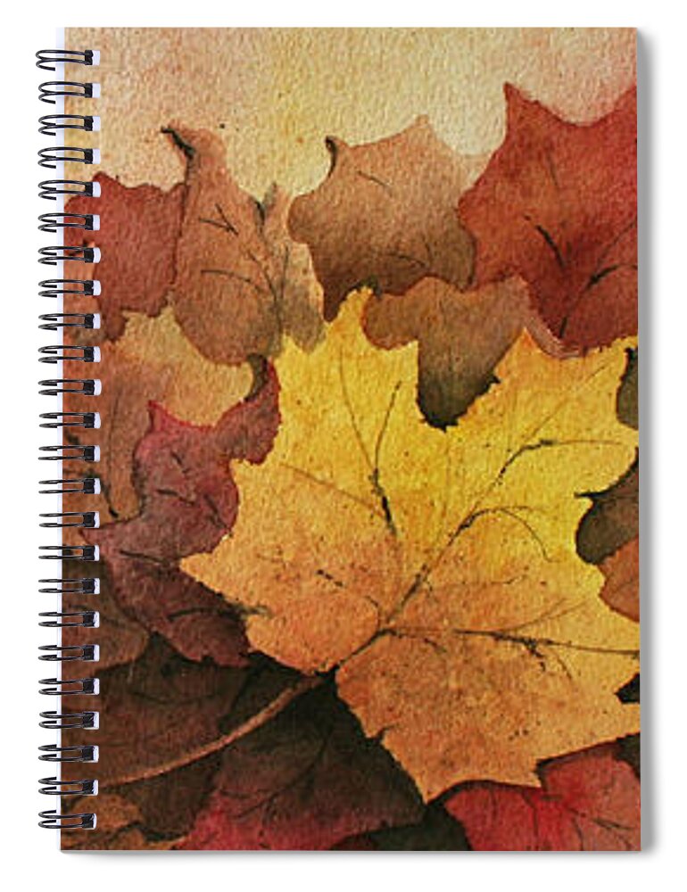 Leaves Watercolor Painting Spiral Notebook featuring the painting Fall Leaves by Lael Rutherford