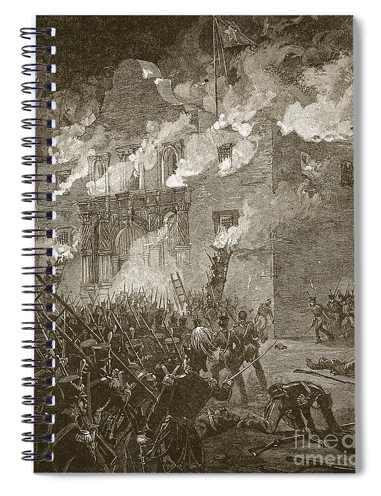Fall Of The Alamo Spiral Notebook featuring the drawing Fall of the Alamo by Alfred Rudolph Waud