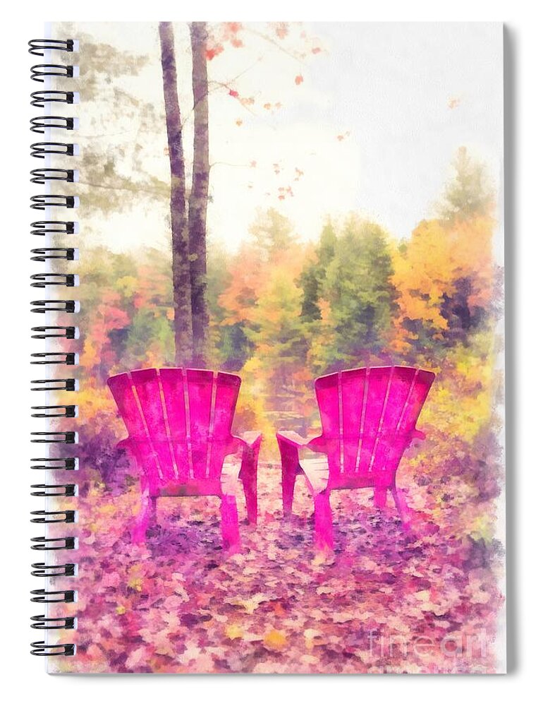 Fall Spiral Notebook featuring the digital art Fall on Anderson Pond Eastman Grantham New Hampshire by Edward Fielding