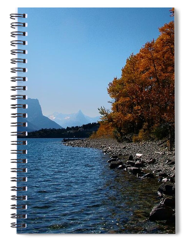 Fall Spiral Notebook featuring the photograph Fall Shoreline. by Tracey Vivar