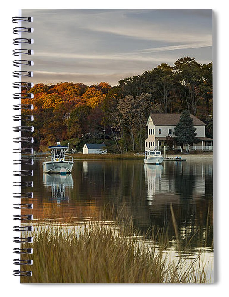 Centerport Spiral Notebook featuring the photograph Fall Sunset in Centerport by Alissa Beth Photography