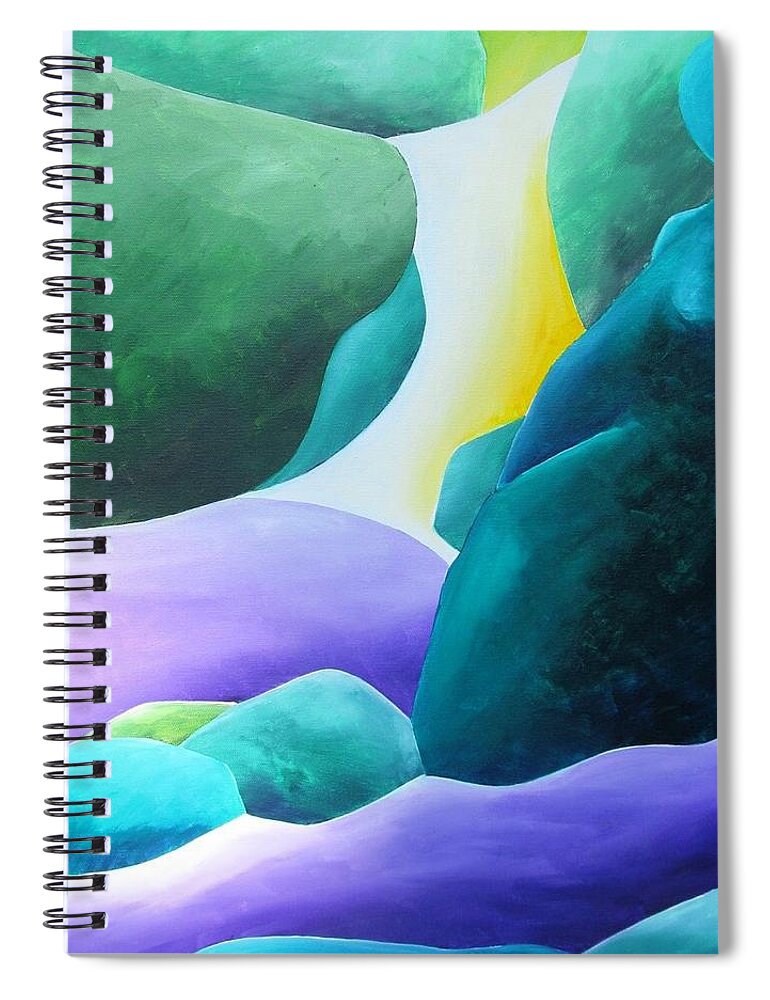 Green Spiral Notebook featuring the painting Falling for the Water by Jennifer Hannigan-Green