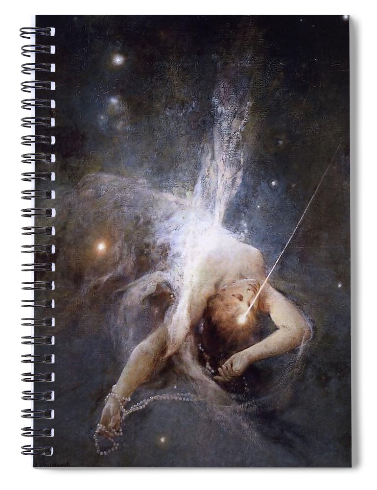 Falling Spiral Notebook featuring the painting Falling Star by Witold Pruszkowski