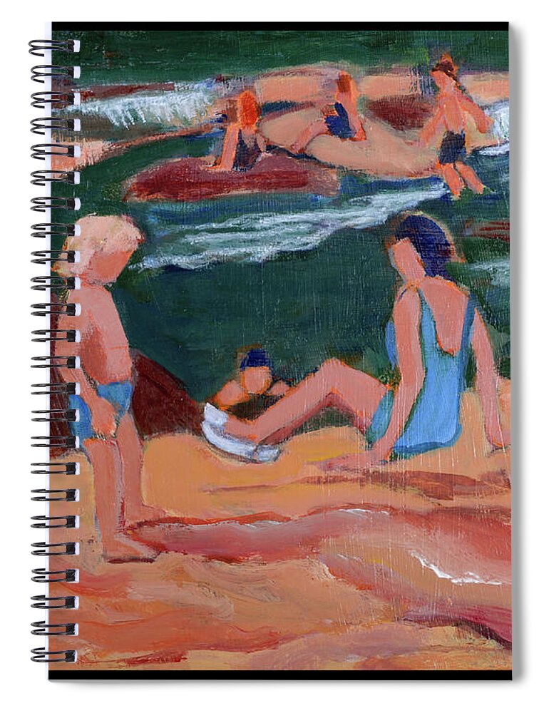 Slide Rock Arizona Spiral Notebook featuring the painting Family at Slide Rock Park by Betty Pieper