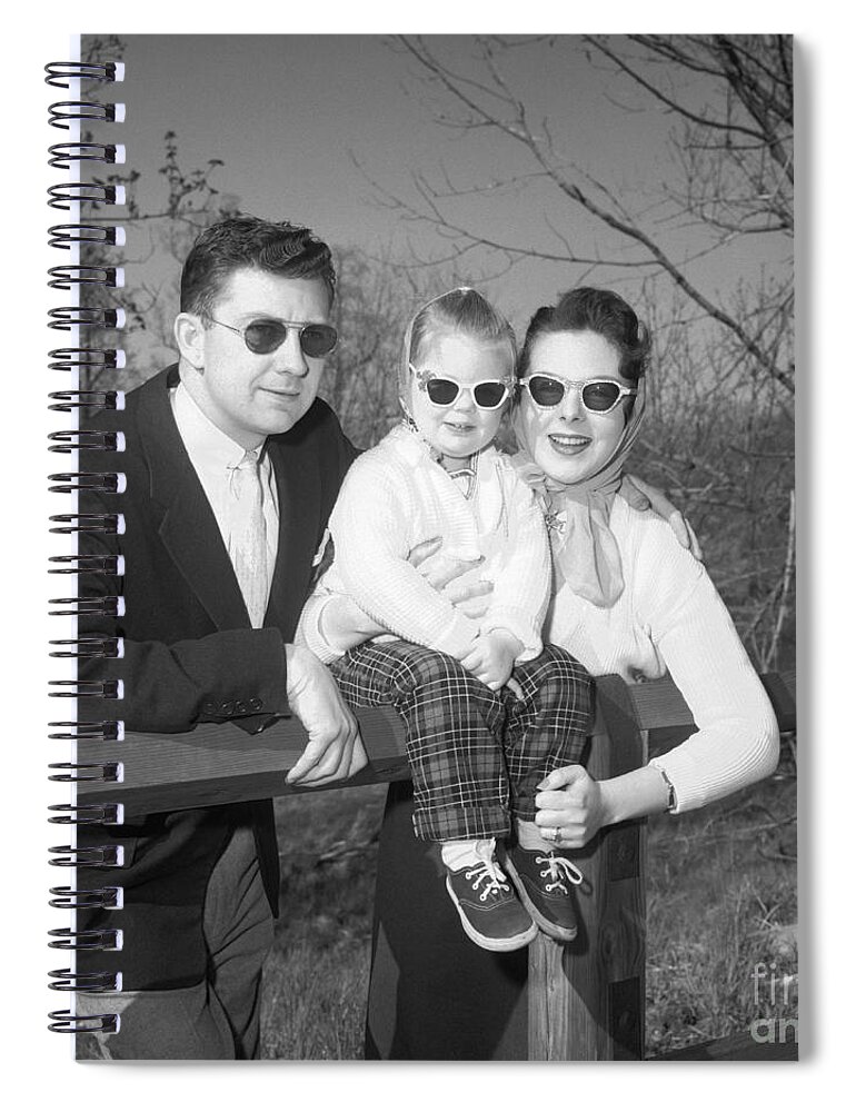 1950s Spiral Notebook featuring the photograph Family Portrait With Sunglasses, C.1950s by J. Rogers/ClassicStock