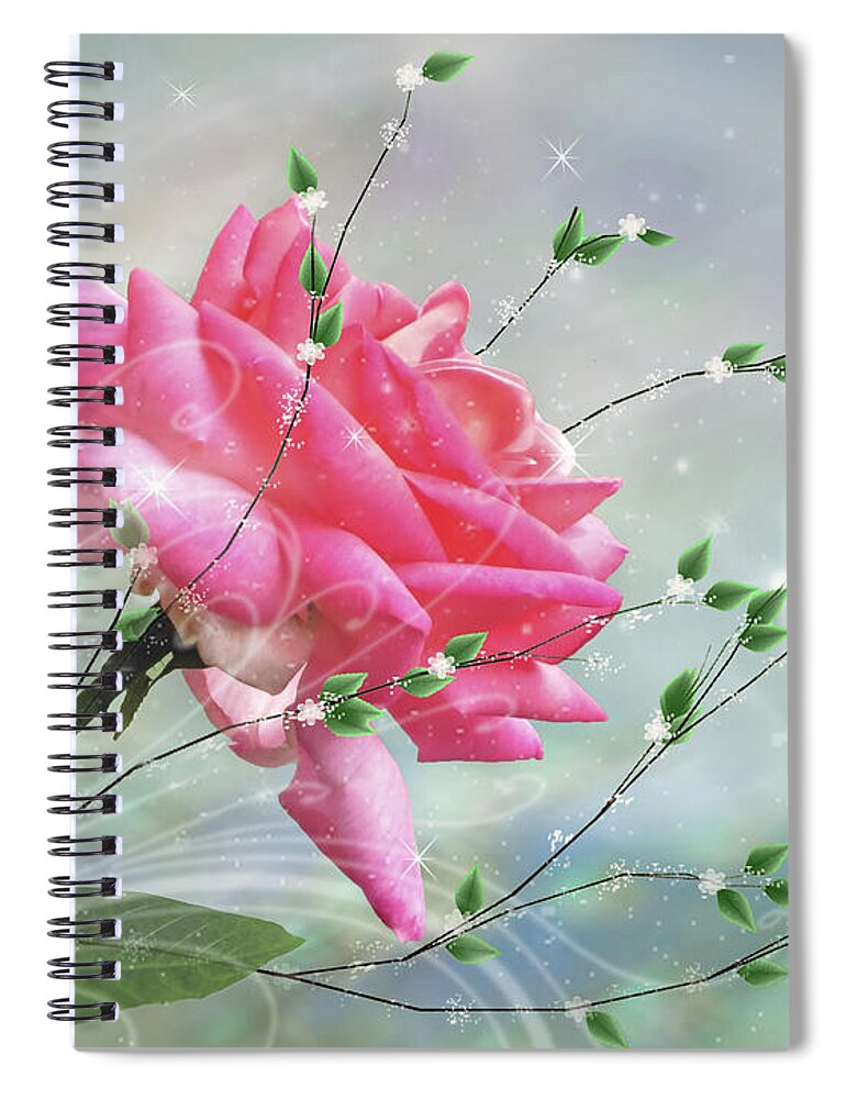 Art Spiral Notebook featuring the digital art Fantasy Rose by Nina Bradica