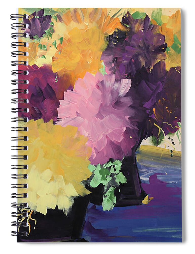 Flowers Spiral Notebook featuring the painting Farmer's Market Flowers by Terri Einer