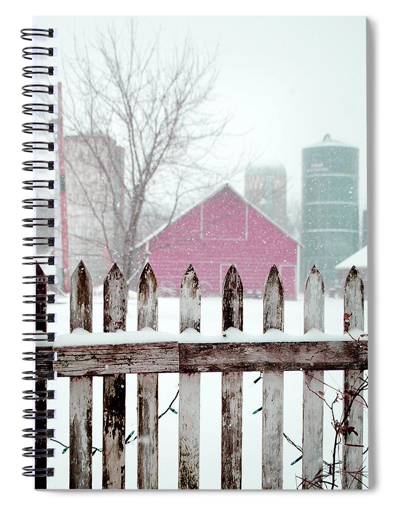 Farm Spiral Notebook featuring the photograph Farmline Christmas by Troy Stapek