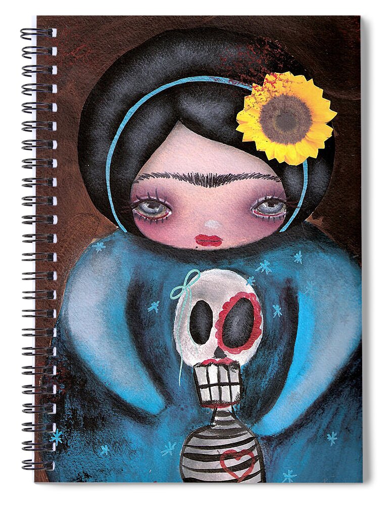 Day Of The Dead Spiral Notebook featuring the painting Fat Frida by Abril Andrade