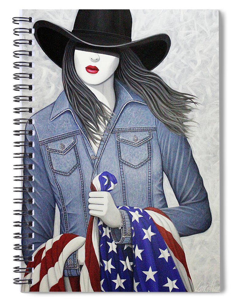 American Flag Spiral Notebook featuring the painting Fathers Flag by Lance Headlee