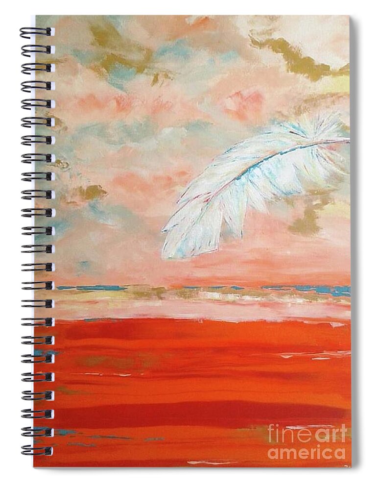 Feather Spiral Notebook featuring the painting Feather Fall by Tracey Lee Cassin