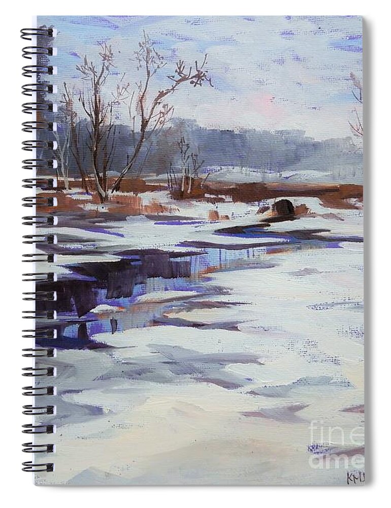 Nature Spiral Notebook featuring the painting February Thaw by K M Pawelec
