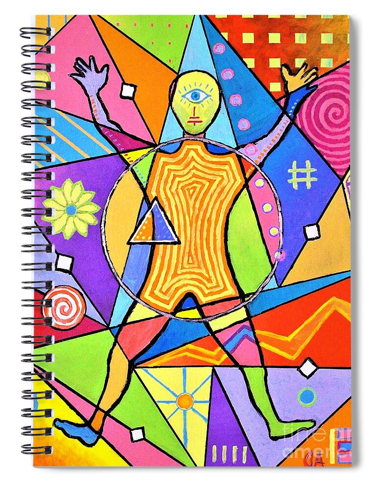 Feel Spiral Notebook featuring the painting Feel The Vibes by Jeremy Aiyadurai