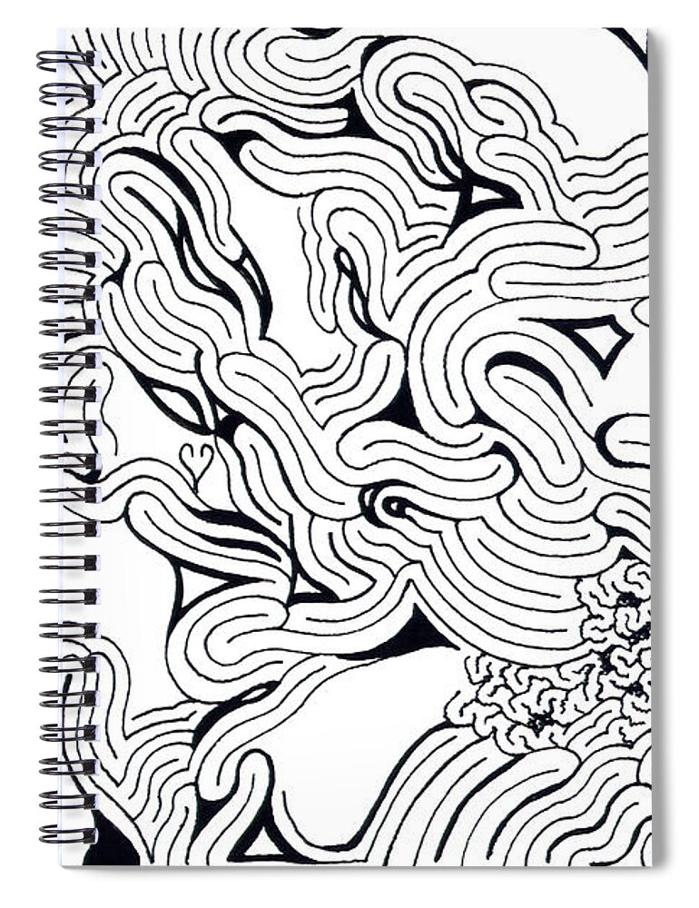 Mazes Spiral Notebook featuring the drawing Felicity by Steven Natanson
