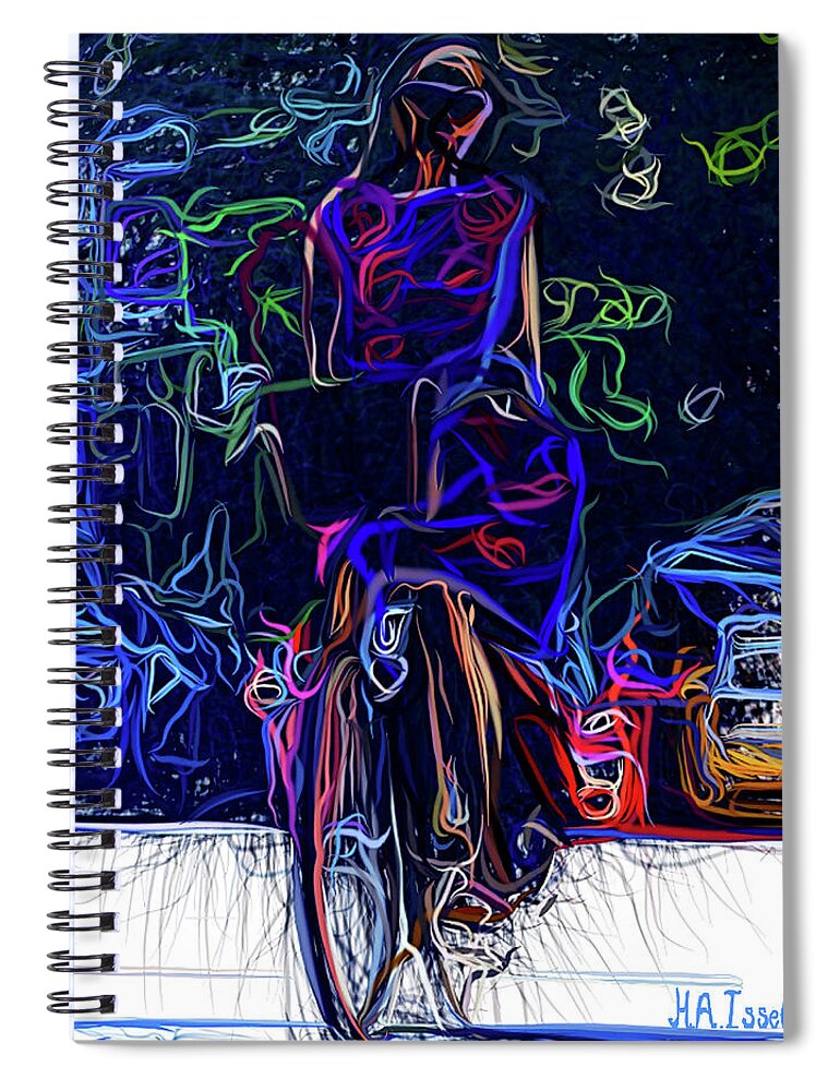 Bike Spiral Notebook featuring the digital art Female City Biker by Humphrey Isselt