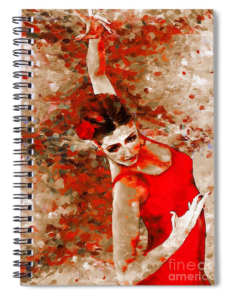 Flamenco Spiral Notebook featuring the painting Female dream dancer by Gull G