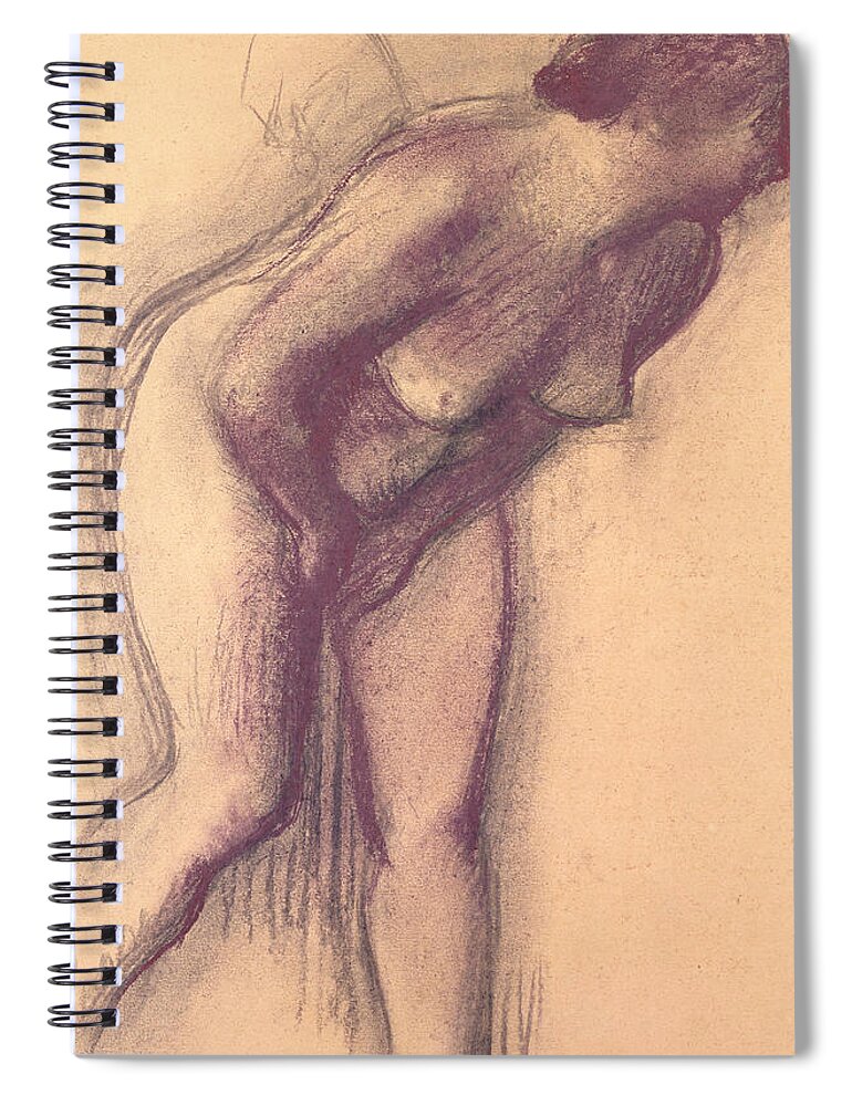 Female Standing Nude (charcoal And Pastel) By Edgar Degas (1834-1917) Spiral Notebook featuring the pastel Female Standing Nude by Edgar Degas