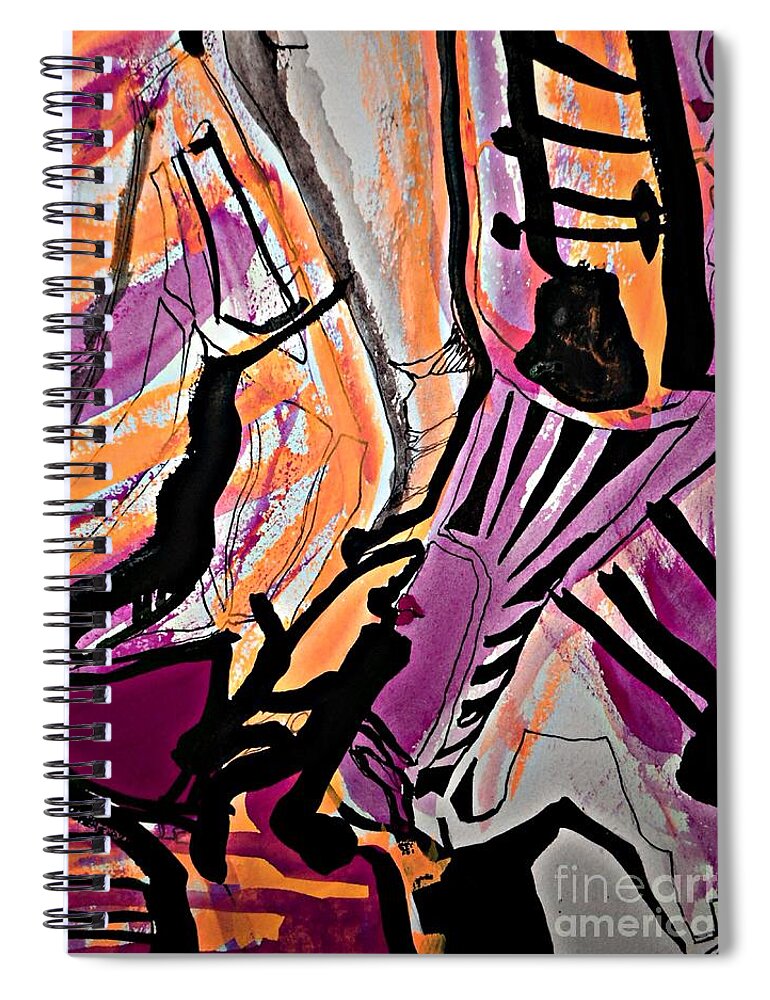 Katerina Stamatelos Art Spiral Notebook featuring the painting Femme-Fatale-7 by Katerina Stamatelos