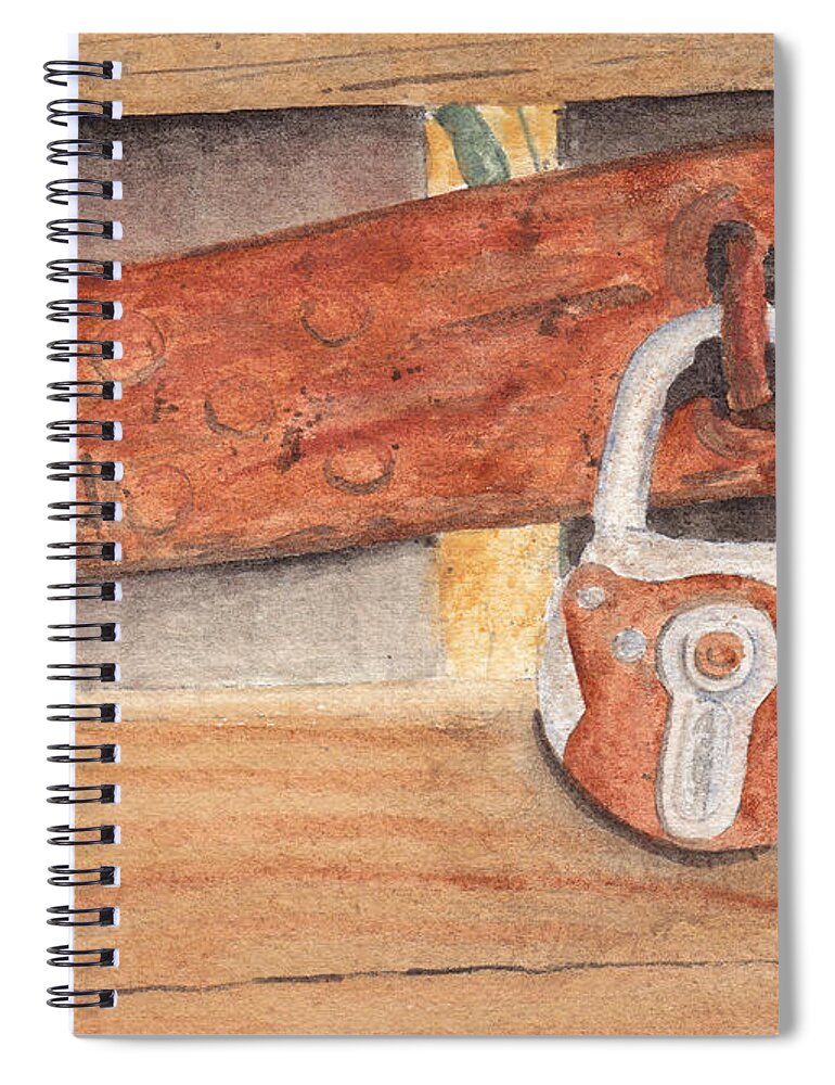 Fence Spiral Notebook featuring the painting Fence Lock by Ken Powers