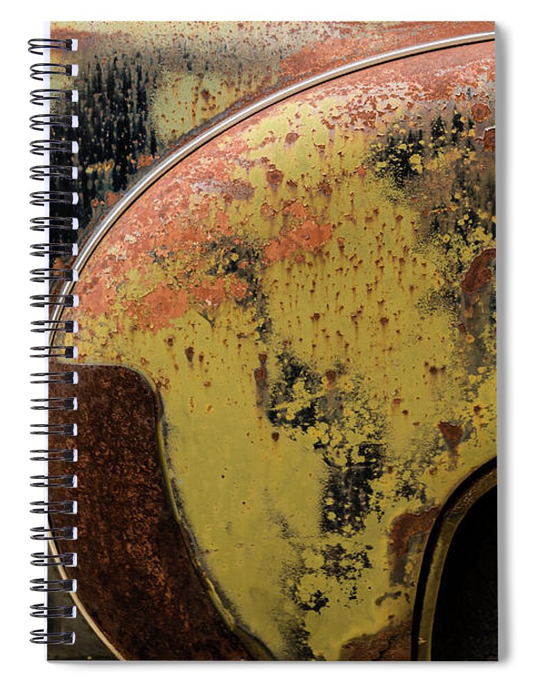 Rust Spiral Notebook featuring the photograph Fender Bender by Holly Ross
