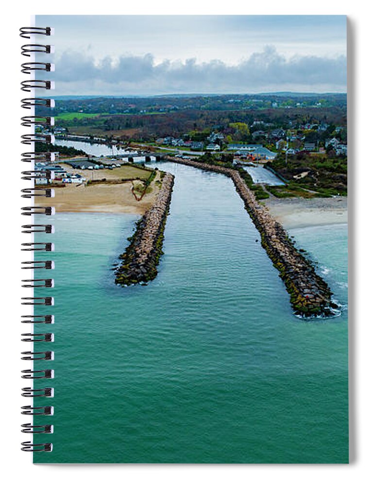 Fenway Beach Spiral Notebook featuring the photograph Fenway Beach Breakwater by Veterans Aerial Media LLC