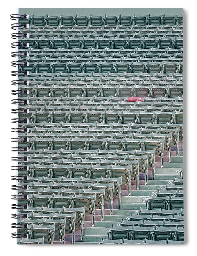 #21 Spiral Notebook featuring the photograph Fenway Park Red Chair Number 21 by Susan Candelario