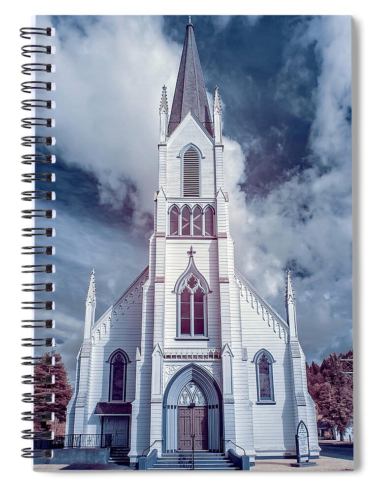 Ferndale Spiral Notebook featuring the photograph Ferndale Church in Infrared by Greg Nyquist