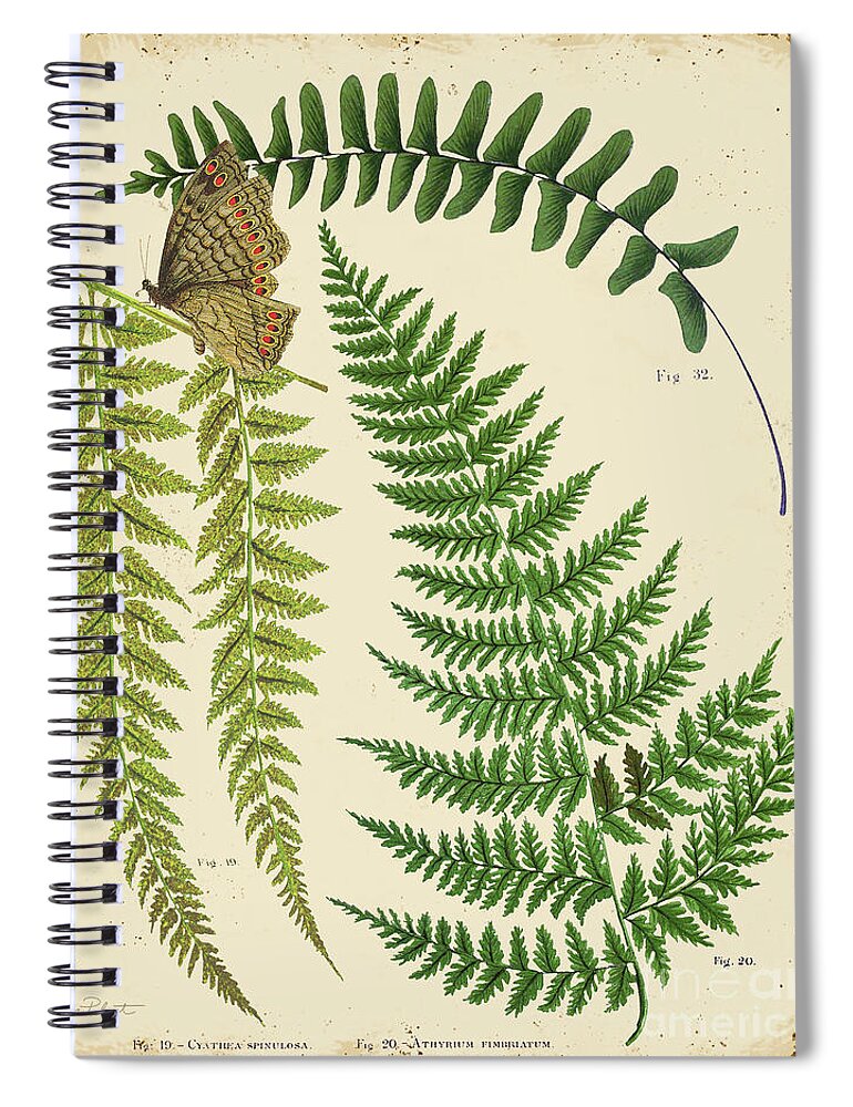 Fern Spiral Notebook featuring the digital art Ferns on Tin-A-JP2005 by Jean Plout