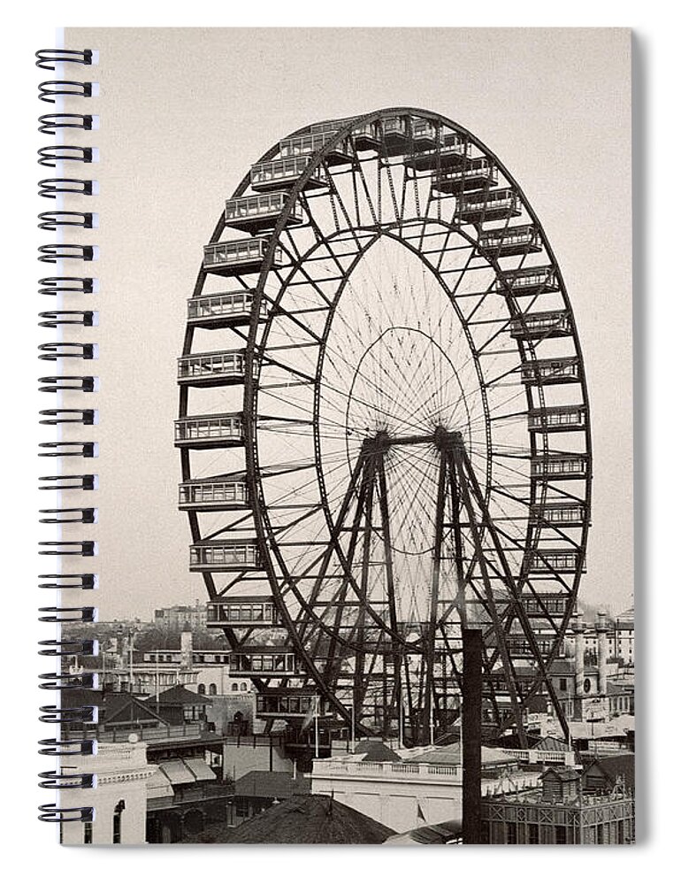1893 Spiral Notebook featuring the photograph Ferris Wheel, 1893 by Granger