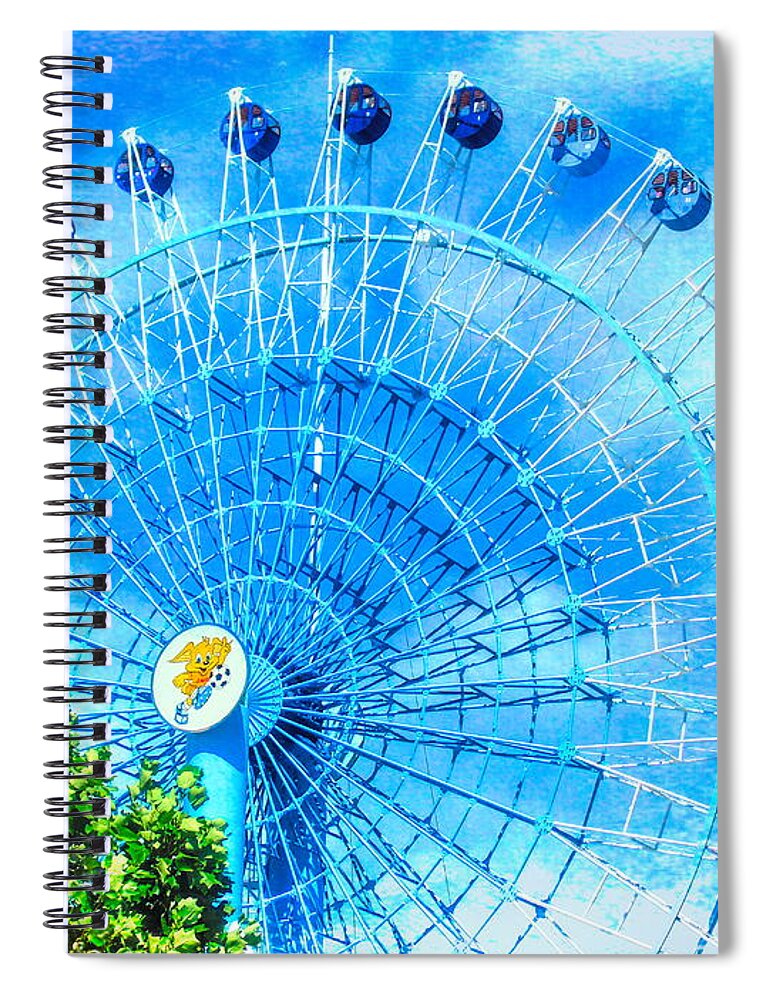 Landscape Spiral Notebook featuring the mixed media Ferris Wheel Dream Sky by Susan Lafleur