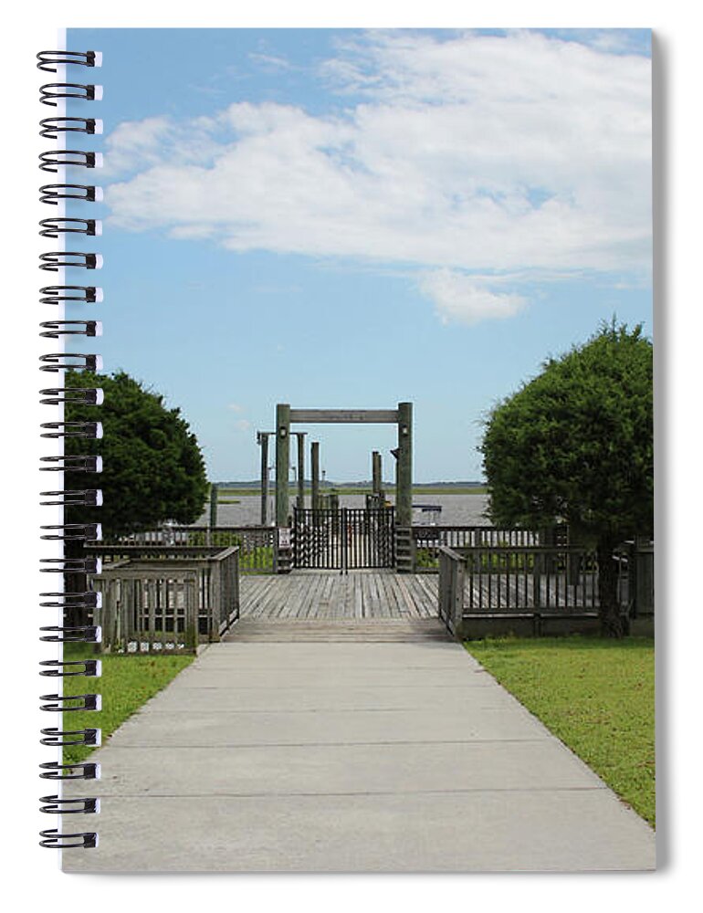 Hammocks Beach Spiral Notebook featuring the photograph Ferry Dock To Bear Island by Cynthia Guinn