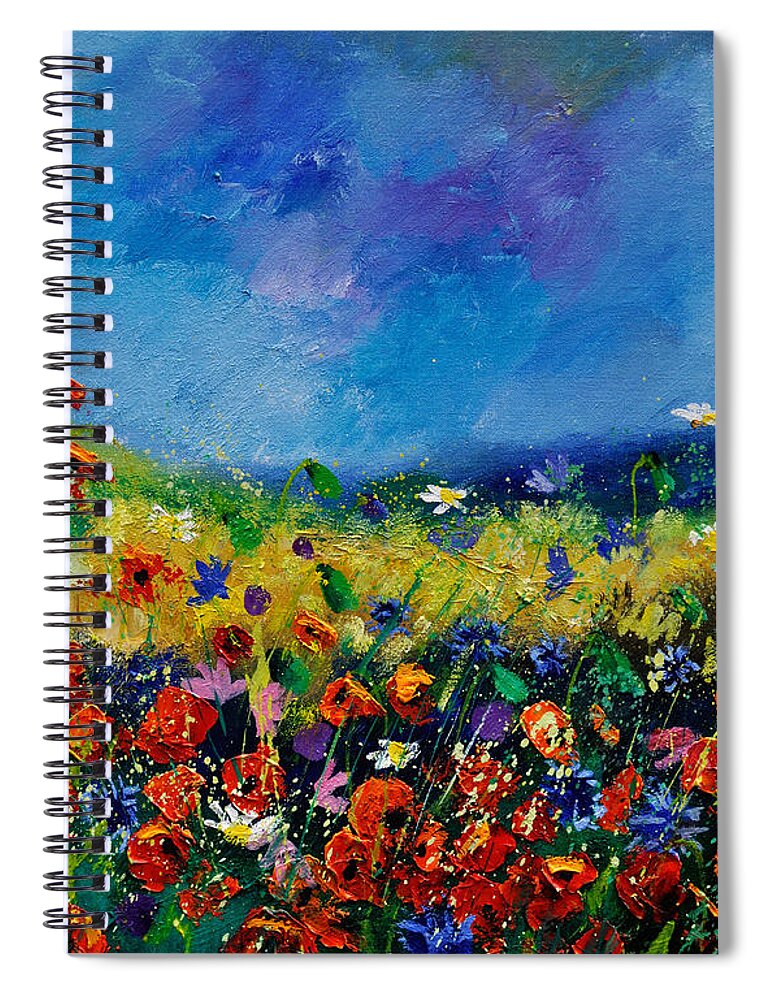 Landscape Spiral Notebook featuring the painting Field Flowers 561190 by Pol Ledent