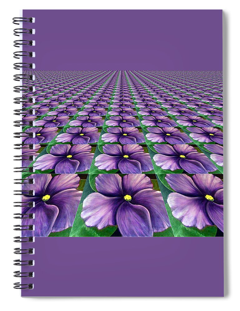 Digital Art Spiral Notebook featuring the digital art Field of African Violets by Barbara A Griffin