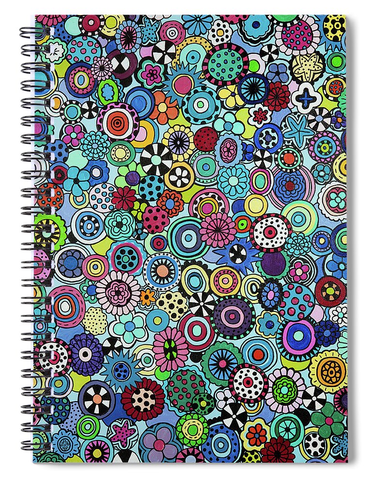 Flowers Spiral Notebook featuring the painting Field of Blooms by Beth Ann Scott