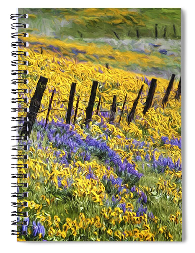 Field Of Gold And Purple Spiral Notebook featuring the photograph Field of Gold and Purple by Wes and Dotty Weber