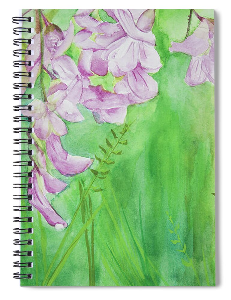 Flowers Spiral Notebook featuring the painting Field of Hanging Wildflowers Watercolor Painting by Michelle Constantine